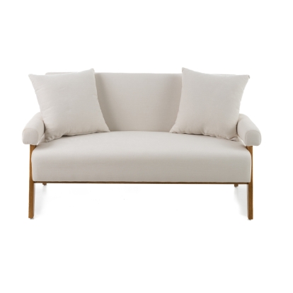 Modrest Cynthia Modern White Fabric + Wood Loveseat White Loveseat 82490 VGRH-RHS-S204-2