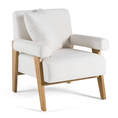 Modrest Cynthia Modern White Fabric + Wood Accent Chair White Accent Chair 82489 VGRH-RHS-S204-1