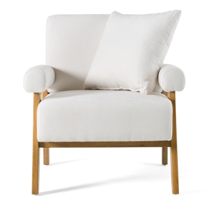 Modrest Cynthia Modern White Fabric + Wood Accent Chair White Accent Chair 82489 VGRH-RHS-S204-1