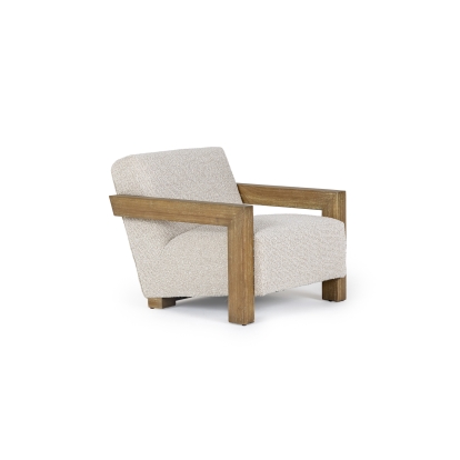 Modrest Dalhart Modern Beige Fabric + Grey Wash Wood Accent Chair Beige Accent Chair 81811 VGMY-2813-BGE