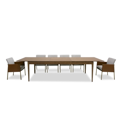 Modrest Dallas Mid-Century Modern Brown Oak Extendable Dining Table Brown Dining Table 81229 VGME-121256-DT