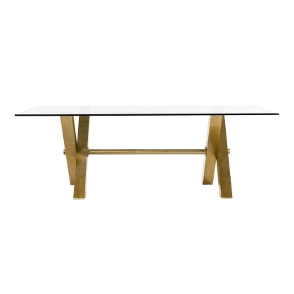 LA Furniture Dandy Modern Golden & 15mm Glass Dining Table VGGMDT-1305-DT-15MM Contemporary Style by Vig Furnitrue Number 81457 Catch Home Goods