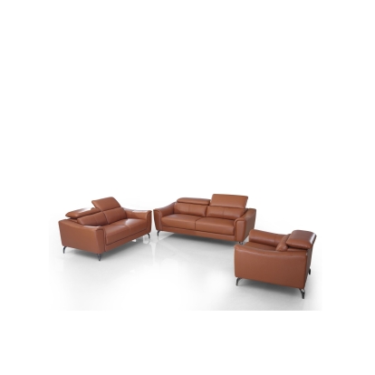 Divani Casa Danis Modern Cognac Leather Brown Sofa Set Brown Sofa Set 77994 VGBNS-1803-BRN