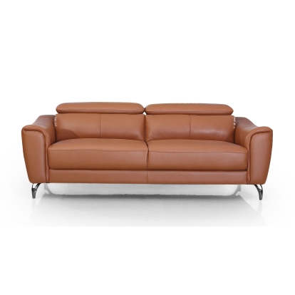 Divani Casa Danis Modern Cognac Leather Brown Sofa Brown Sofa 77995 VGBNS-1803-BRN-S