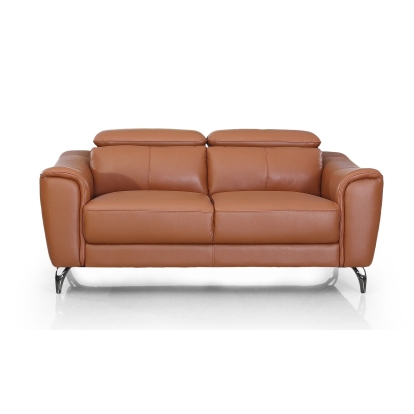 Divani Casa Danis Modern Cognac Leather Brown Loveseat Brown Loveseat 77996 VGBNS-1803-BRN-L