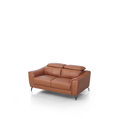 Divani Casa Danis Modern Cognac Leather Brown Loveseat Brown Loveseat 77996 VGBNS-1803-BRN-L