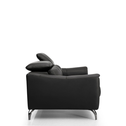 Divani Casa Danis Modern Black Leather Sofa Black Sofa 77999 VGBNS-1803-BLK-S