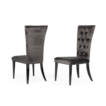 Modrest Darley Modern Grey Velvet Dining Chair Set of 2 Grey Dining Chair 77016Z VGZAY623-GRY