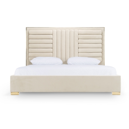 Modrest Daystar Modern Beige Velvet & Gold Bed Beige Bed 79494|80251|80576 VGVCBD1905-19-BGE-BED