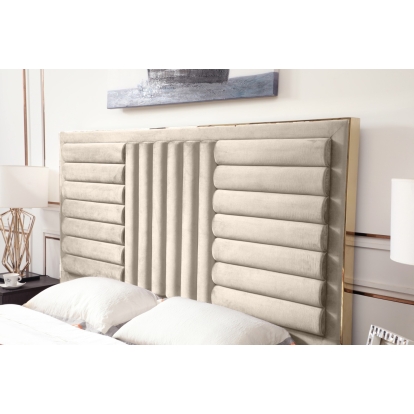 Modrest Daystar Modern Beige Velvet & Gold Bed Beige Bed 79494|80251|80576 VGVCBD1905-19-BGE-BED