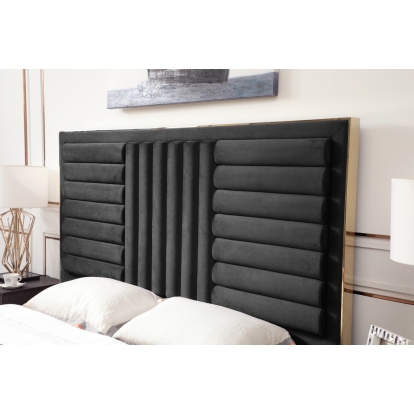 Modrest Daystar Modern Dark Brown Velvet & Gold Bed Brown Bed 79495|80250 VGVCBD1905-19-BLK-BED