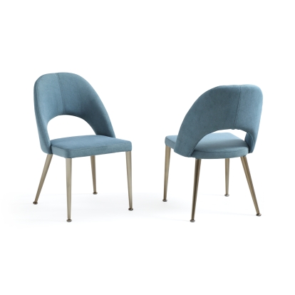 Gloria Modern Blue & Antique Brass Dining Chair (Set of 2) Blue Dining Chair 72165Z VGVCDC055-BLU