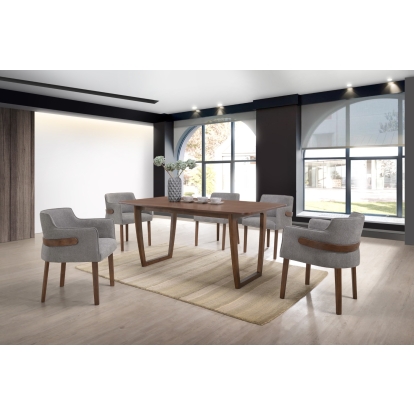 Modrest Jordan Modern Walnut & Grey Dining Set Grey Dining Set 74186 VGMAJORDAN-SET-2