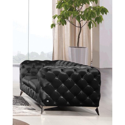 Divani Casa Delilah Modern Black Fabric Loveseat Black Loveseat 73447 VGCA1546-BLK-L