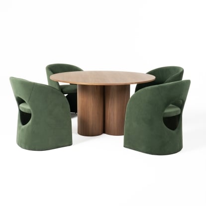 LA Furniture Depew Mid-Century Modern Walnut Round Dining Table VGDWJ3646-1-WAL Contemporary Style by Vig Furnitrue Number 81003 Catch Home Goods
