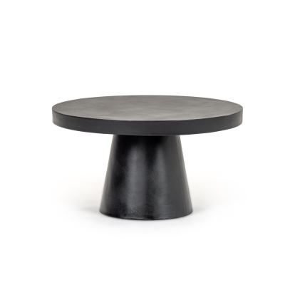 Modrest Desoto Modern Black Concrete Round Coffee Table Black Coffee Table 81836 VGGR-696070-BLK