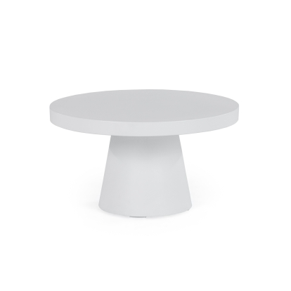 Modrest Desoto Modern White Concrete Round Coffee Table White Coffee Table 81837 VGGR-696070-WHT