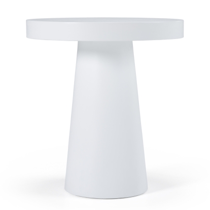 Modrest Desoto Modern White Concrete Round End Table White End Table 81839 VGGR-DESTOTO-WHT