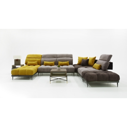 David Ferrari Display Italian Modern Grey + Yellow Fabric Modular Sectional Sofa Multi-Toned Sectional Sofa 75479A VGFTDISPLAY