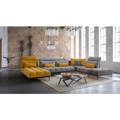 David Ferrari Display Italian Modern Grey + Yellow Fabric Modular Sectional Sofa Multi-Toned Sectional Sofa 75479A VGFTDISPLAY