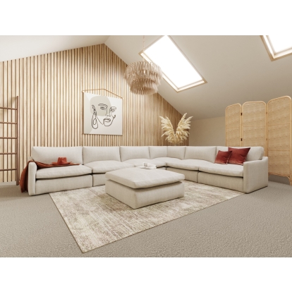 Divani Casa Fedora Modern White Fabric Sectional Sofa + Ottoman White Sectional Sofa 77211 VGKKKF2637-B1223