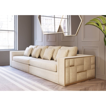 Divani Casa Mobray Glam Beige and Gold Fabric Sofa Beige Sofa 77284A VGUIMY524
