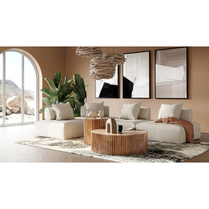 Divani Casa Mondo Modern 4 Seat Modular Beige Fabric Sectional Beige Sectional Sofa 81637 VGOD-ZW-22033-BGE-4PC