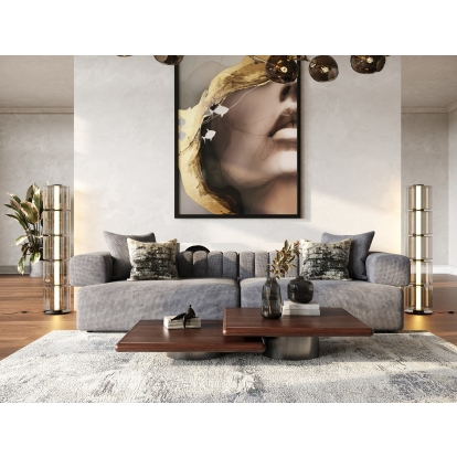 Modrest Valley Modern Walnut + Titanium Coffee Table Set Walnut Coffee Table 83119 VGIP-ST798AB