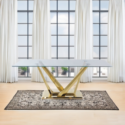 ACME Barnard Clear Glass & Mirrored Gold Dining Table Model DN00219