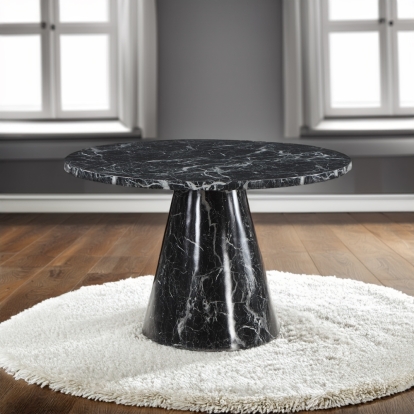 ACME Hollis Engineered Stone & Black Dining Table Model DN02155