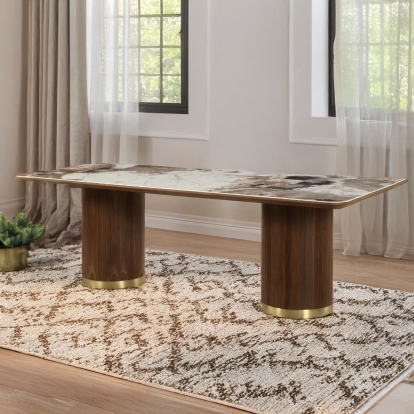 ACME Willene Ceramic Top & Dark Oak Dining Table with Ceramic Top Model DN03305