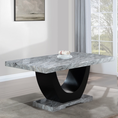 ACME Caralin Engineered Stone & Black Dining Table Model DN03705