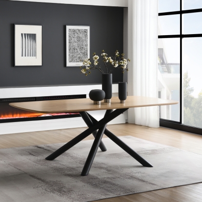 ACME Lawton Natural & Black Dining Table Model DN03765