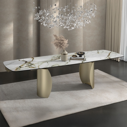 ACME Cora Ceramic Top & Golden Champange Dining Table Model DN04295