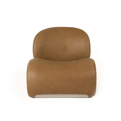 Modrest Donovan Modern Brown Leather Accent Chair Brown Accent Chair 81605 VGOD+ZW-21106-BRN