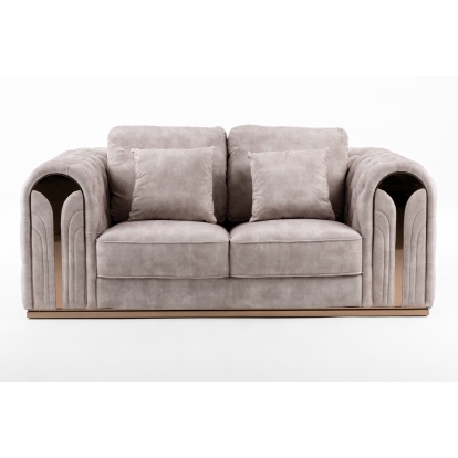 Divani Casa Dosie Transitional Beige Velvet Loveseat Beige Loveseat 81319 VGBN-S-9368-LOVE-BGE