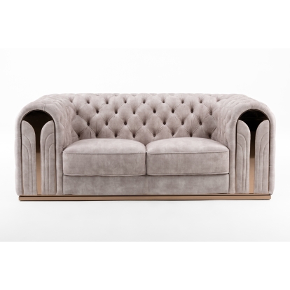 Divani Casa Dosie Transitional Beige Velvet Loveseat Beige Loveseat 81319 VGBN-S-9368-LOVE-BGE