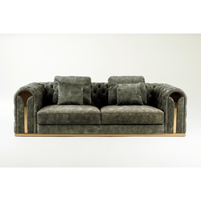 Divani Casa Dosie Transitional Grey Velvet Sofa Grey Sofa 81322 VGBN-S-9368-SOFA-GRY