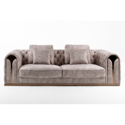 Divani Casa Dosie Transitional Beige Velvet Sofa Beige Sofa 81318 VGBN-S-9368-SOFA-BGE