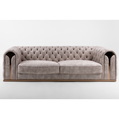 Divani Casa Dosie Transitional Beige Velvet Sofa Beige Sofa 81318 VGBN-S-9368-SOFA-BGE