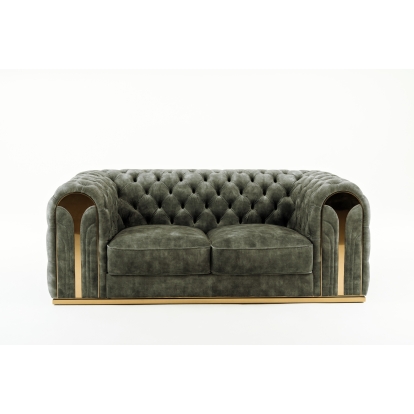 Divani Casa Dosie Transitional Grey Velvet Loveseat Grey Loveseat 81323 VGBN-S-9368-LOVE-GRY