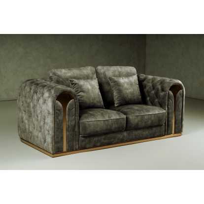Divani Casa Dosie Transitional Grey Velvet Loveseat Grey Loveseat 81323 VGBN-S-9368-LOVE-GRY