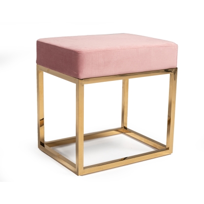 Modrest Downey Modern Pink Velvet & Gold Stool Ottoman Other Ottoman 75149 VGFH-FDC8016-PNK
