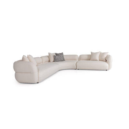 Divani Casa Drayton Modern Off-White Fabric Sectional Sofa Off-White Sectional Sofa 81629 VGOD-DY-23060-OFF