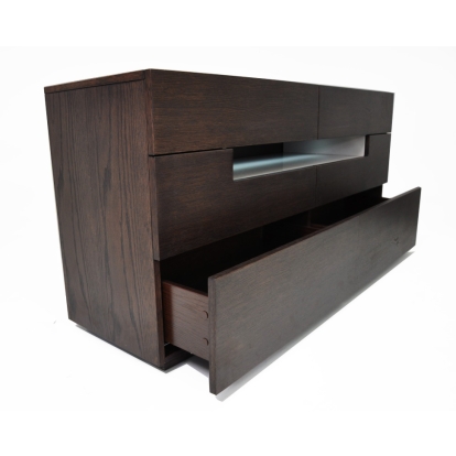 Modrest Ceres Contemporary Brown Oak and Grey Dresser with LED Light Wenge Dresser 14671 VGWCCG05D-WNG