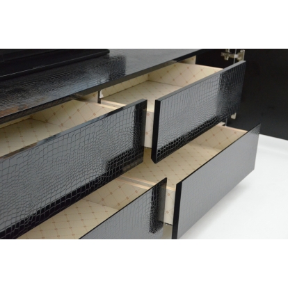 A&X Skyline Modern Black Crocodile Lacquer TV Stand Black TV Stand 12650 VGUNAK588-230-BLK