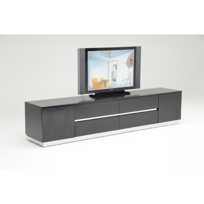 A&X Skyline Modern Black Crocodile Lacquer TV Stand Black TV Stand 12650 VGUNAK588-230-BLK