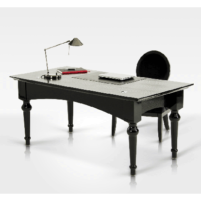 A&X Ambassador Transitional Black Crocodile Lacquer Office Desk Black Office Desk 12629 VGUNAA701-180