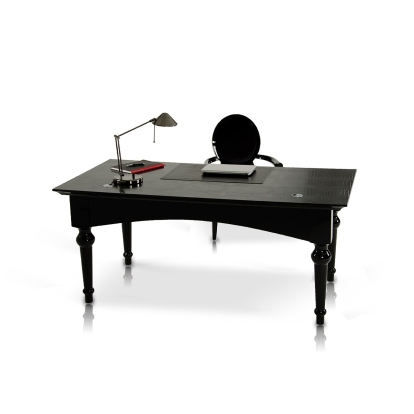 A&X Ambassador Transitional Black Crocodile Lacquer Office Desk Black Office Desk 12629 VGUNAA701-180