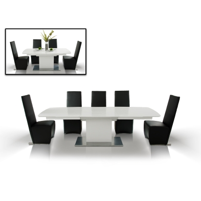 A&X Centro Modern White Crocodile Dining Table White Dining Table 11543 VGUNAA818-265WC